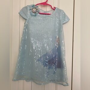 Disney Store Iridescent Sequin Frozen Elsa Dress Size 4 2Pc